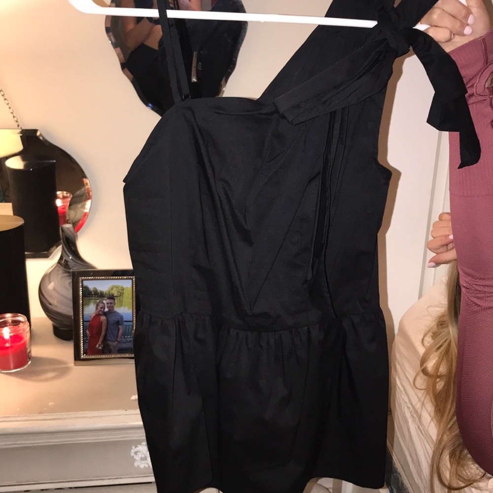 Black blouse with tie on shoulder